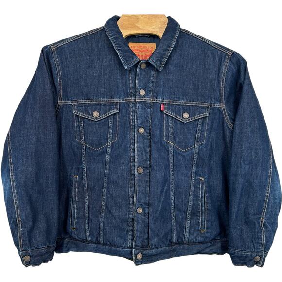 Men's Blue Denim Levi's Goose Down Feathers Jean Jacket XXL Style No. 21493 - Picture 1 of 8